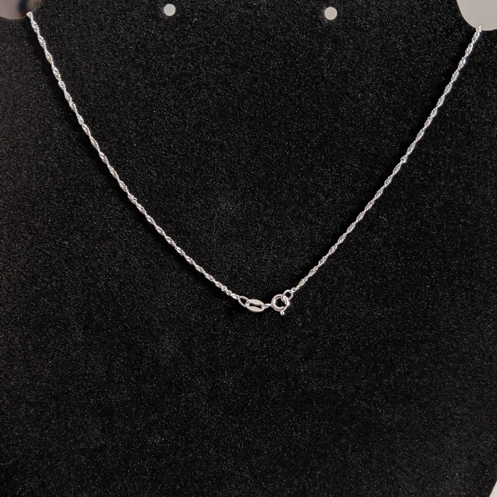 Three Stone Silver Heart Necklace - Picture 5 of 7